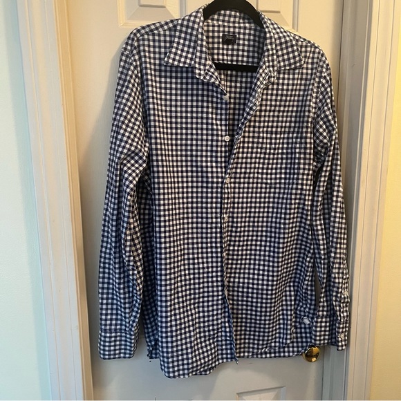 J Crew 120’s 2-ply Gingham Button Up size L - Picture 3 of 6
